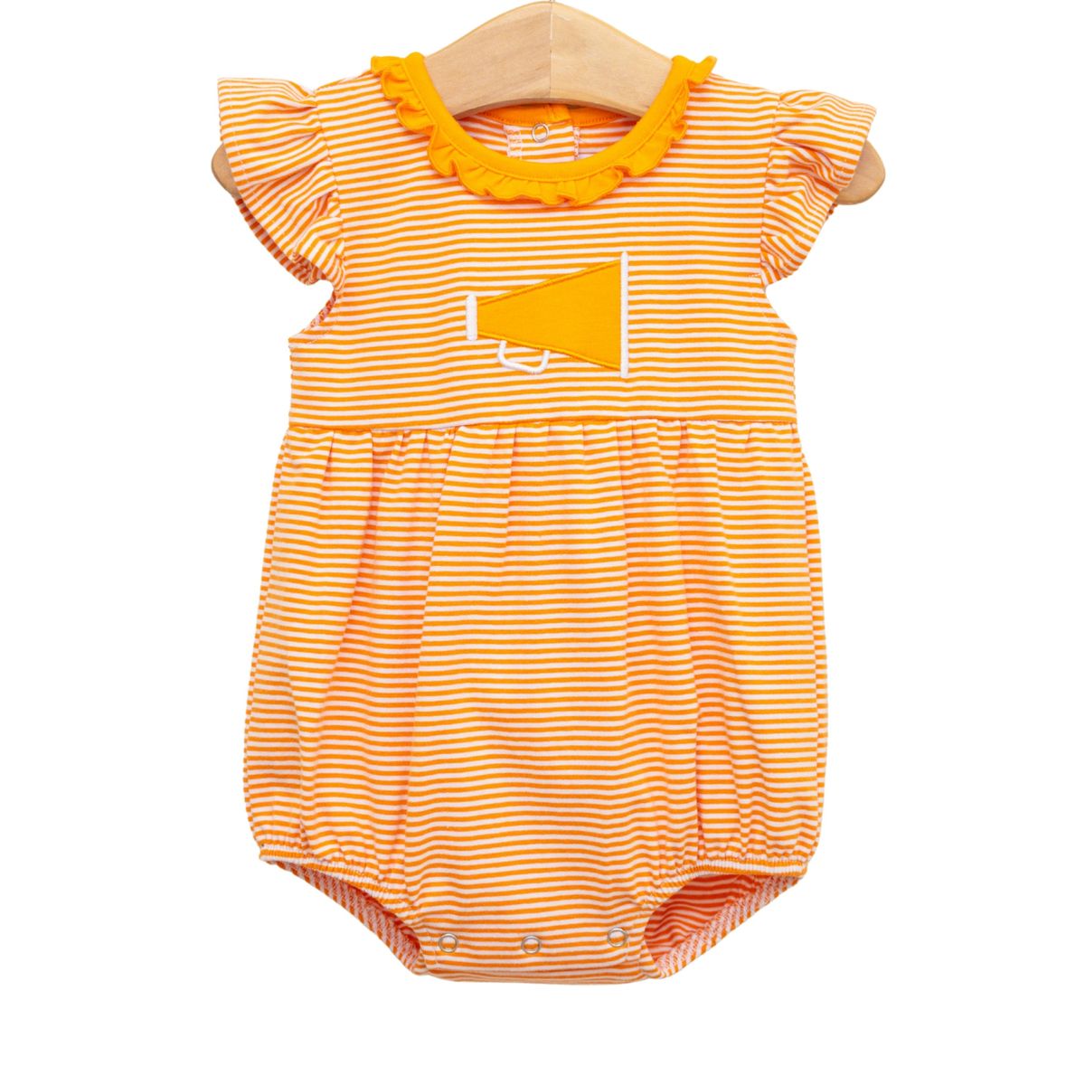 Orange & White Stripe Ruffle Megaphone Bubble