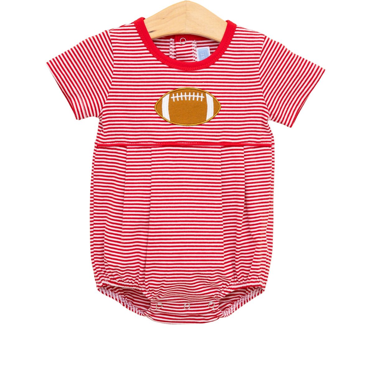 Red & White Stripe Football Applique Bubble