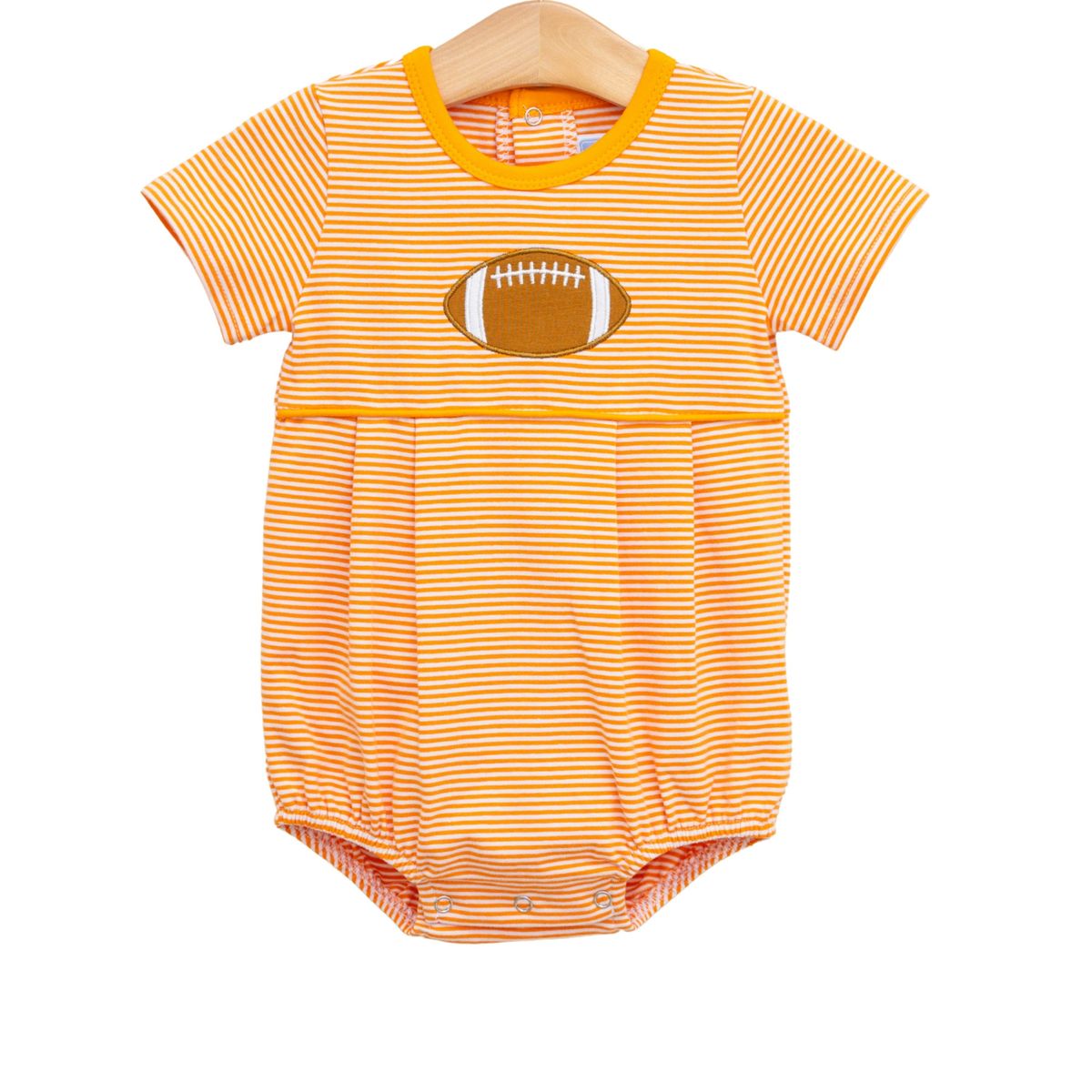 Orange & White Stripe Football Applique Bubble