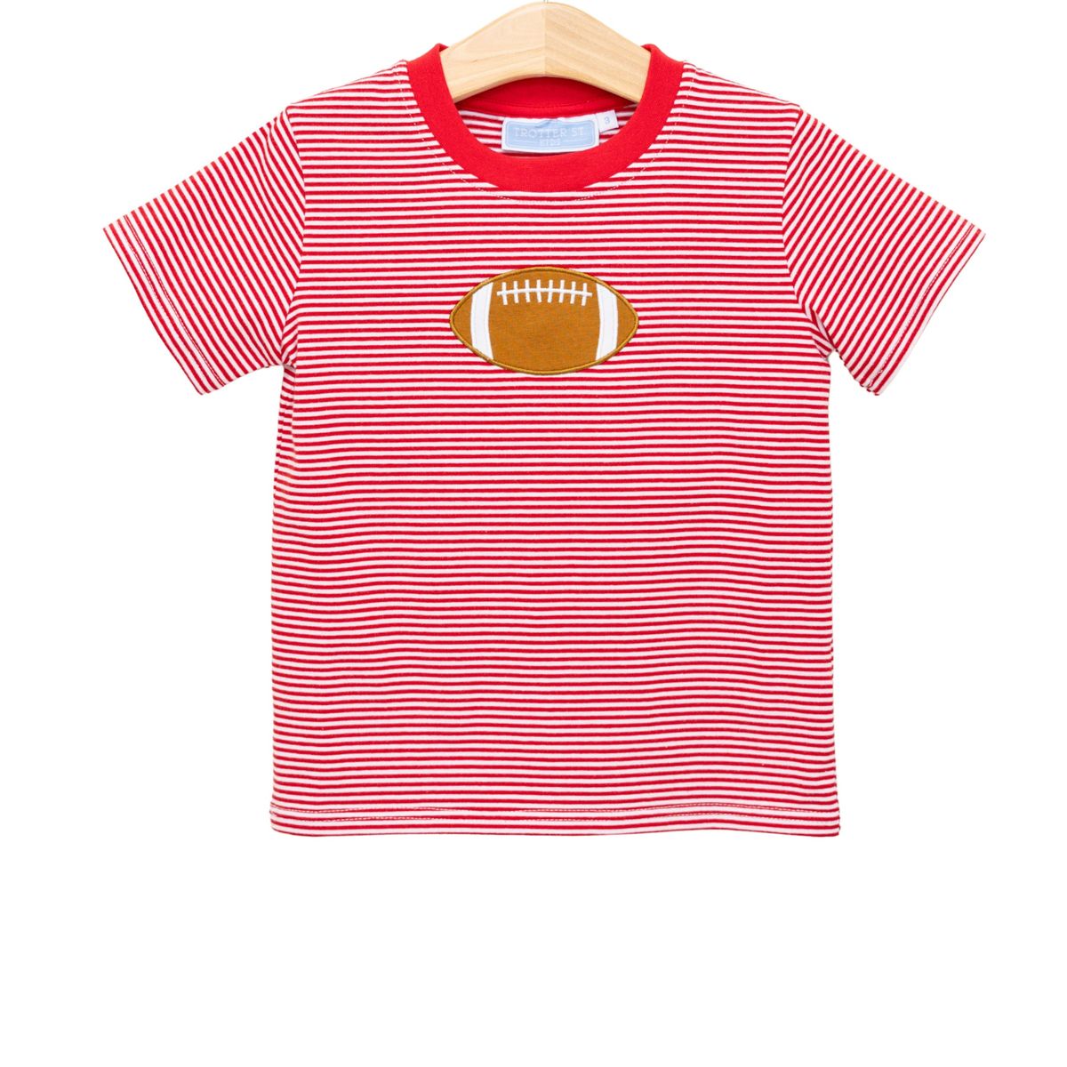 Red & White Stripe Football Applique Tee