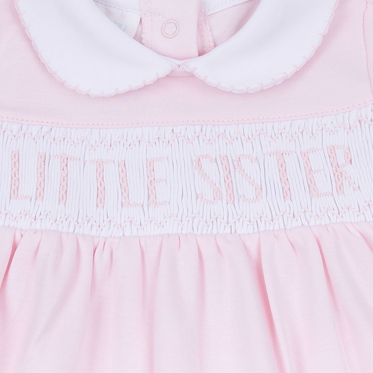 Pink Little Sister Smocked Footie