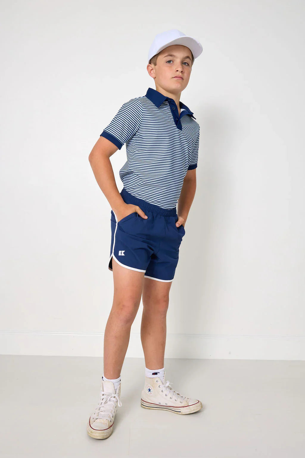 navy retro super short with white piping