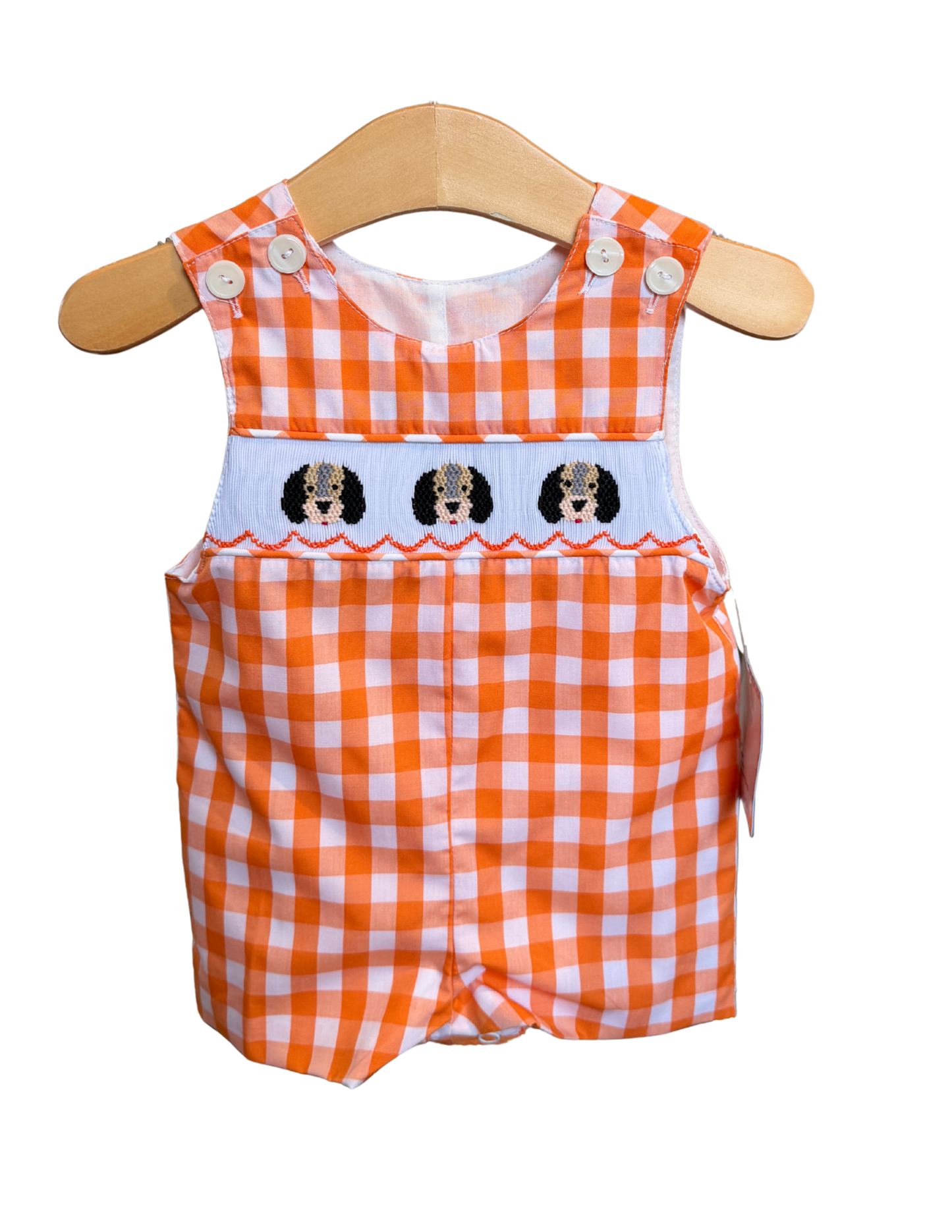 Orange and White Gingham Smocked Smokey Shortall