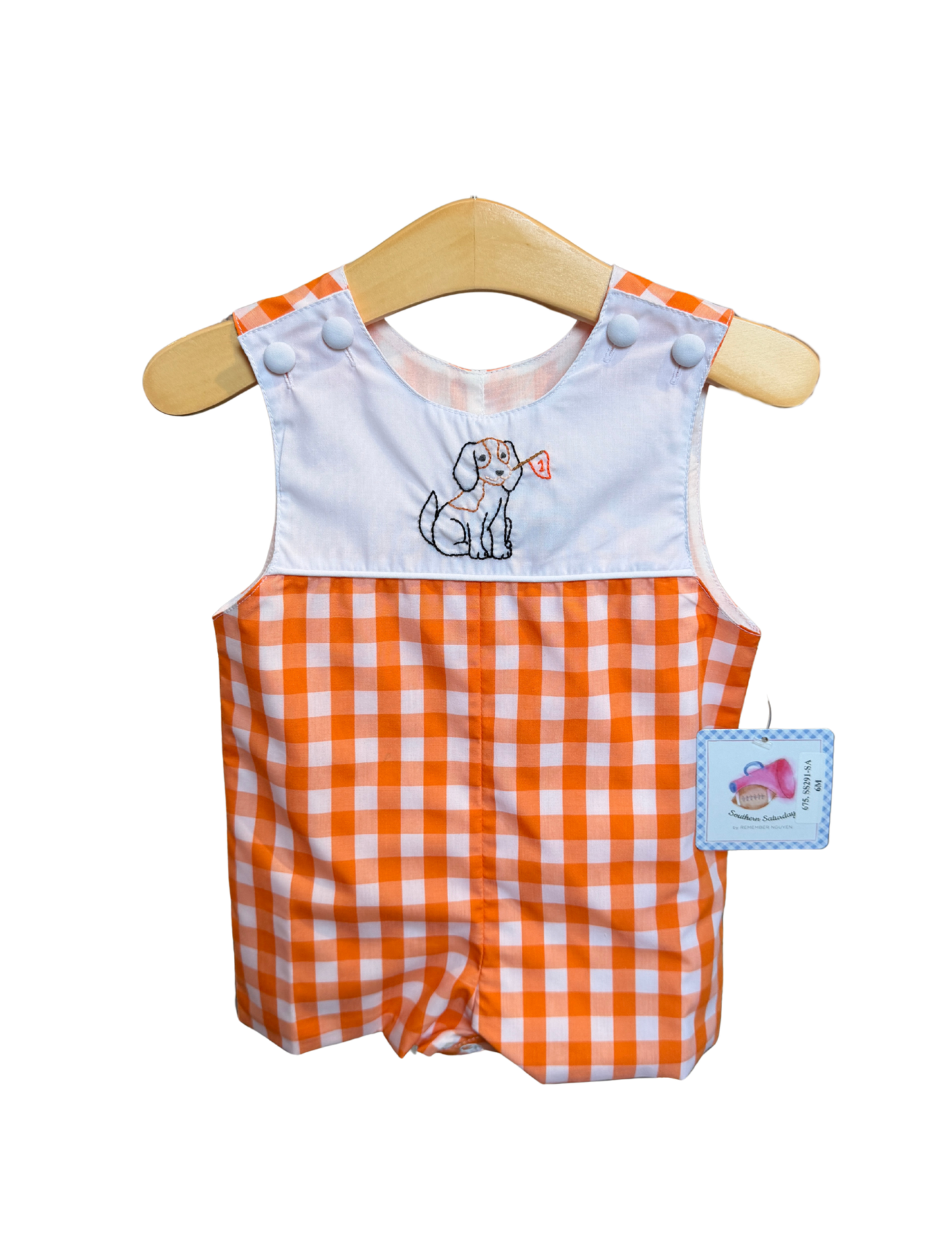 Orange and White Gingham Smokey Shortall
