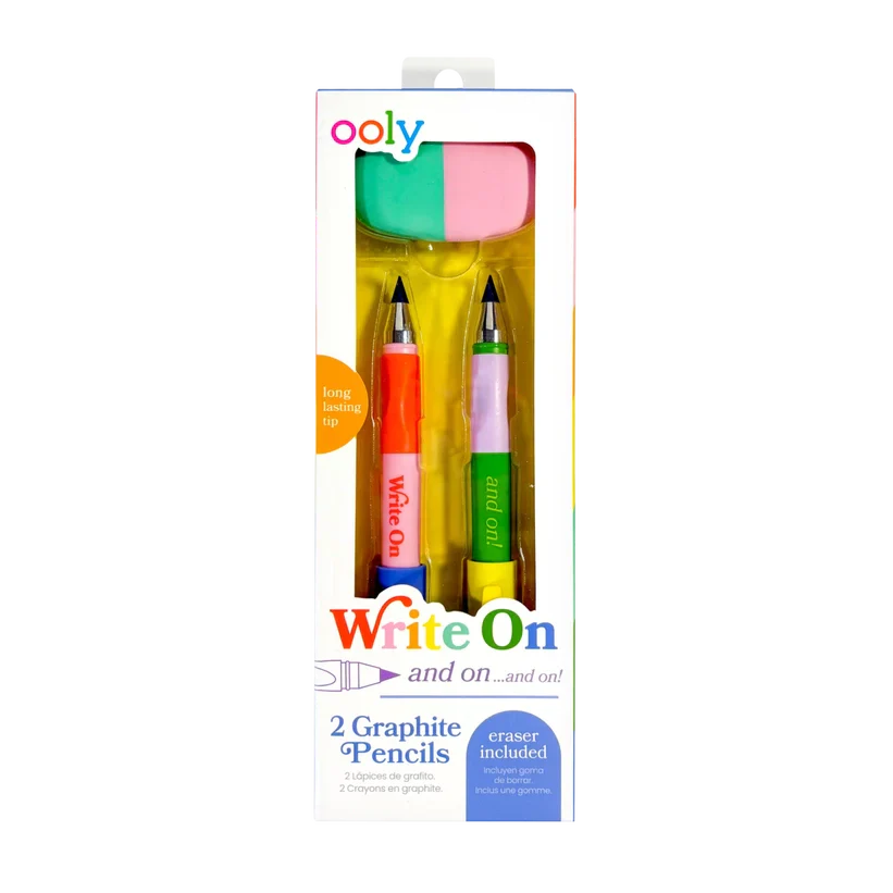 Write On:Graphite Pencils + Eraser (3 PC Set)
