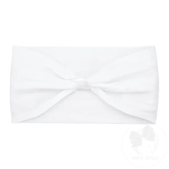 wee ones - White Nylon Baby Band with Wrap - ADD YOUR BOW