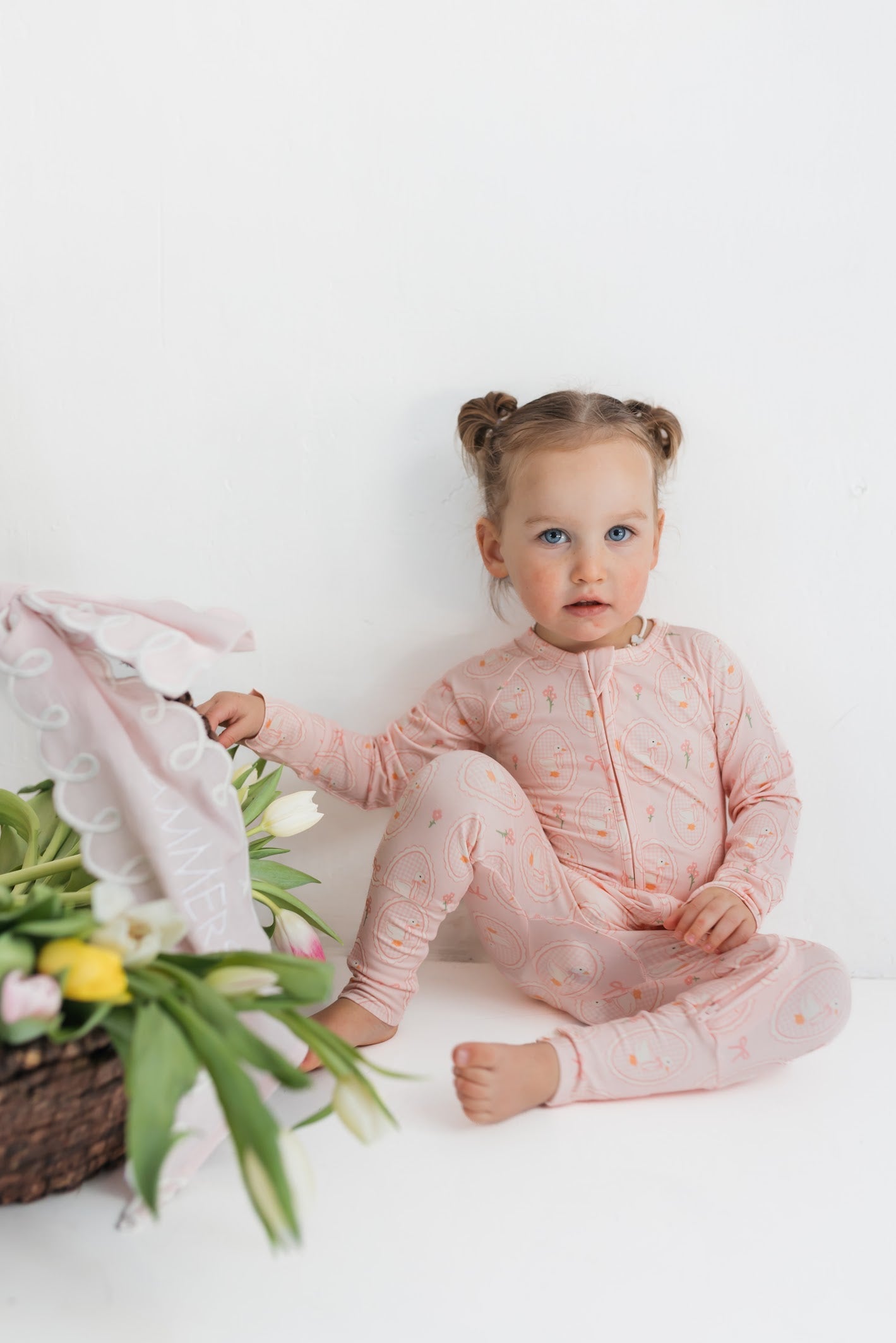 Pink Little Goose Zipper Romper