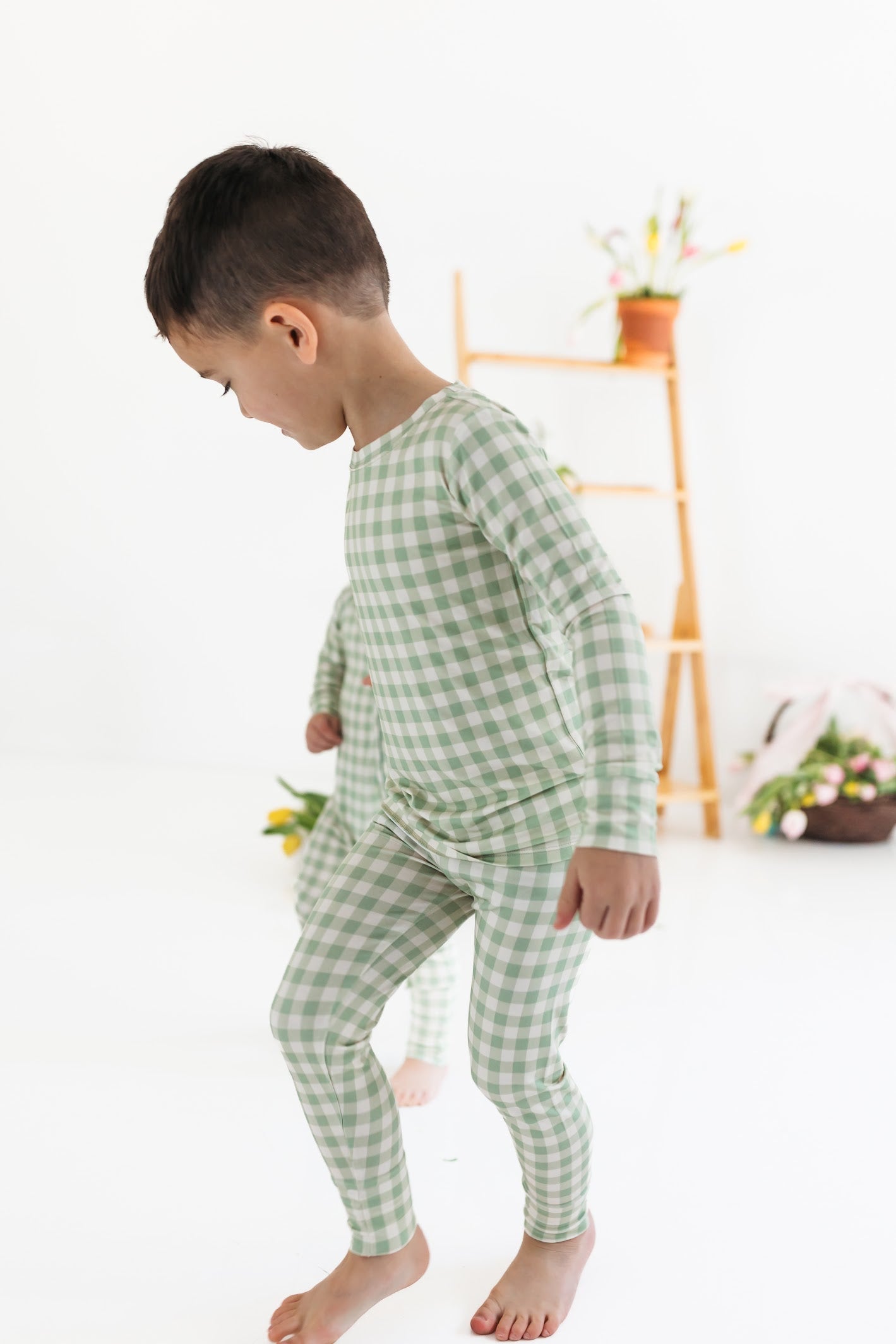 Green Gingham Two Piece Set