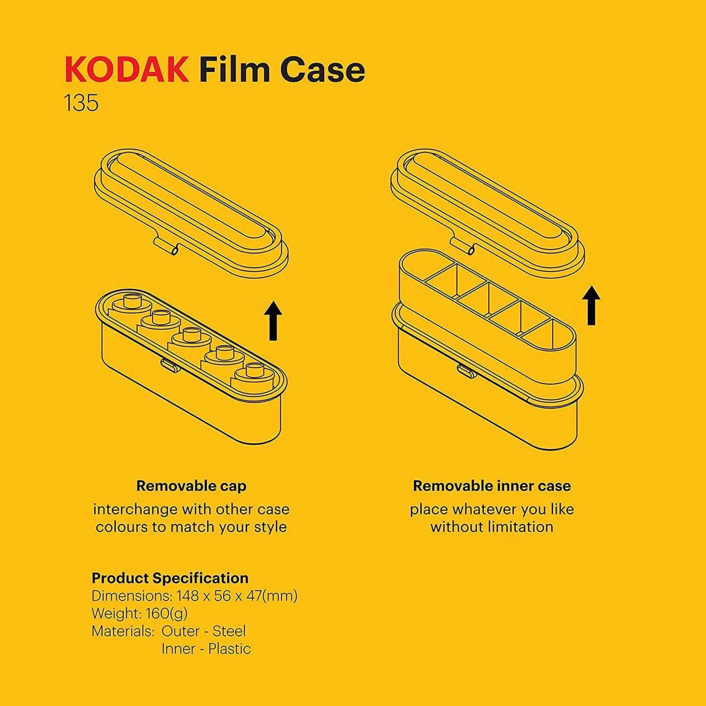 Official Kodak Tin Film Case | Fits 5 Rolls of 35mm Film