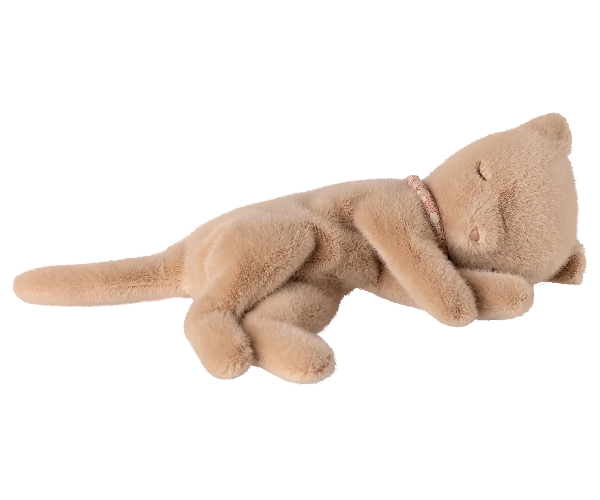 Sleeping kitten plush, Small - Cream peach