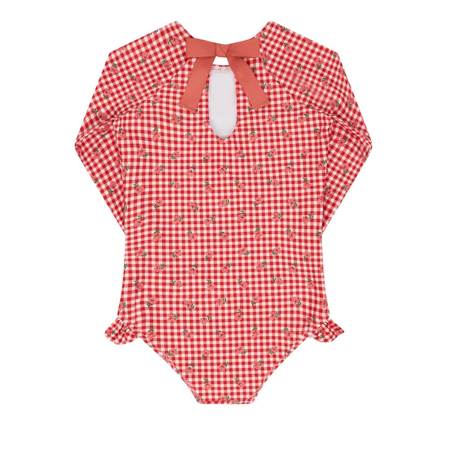 girls floral gingham rashguard one piece