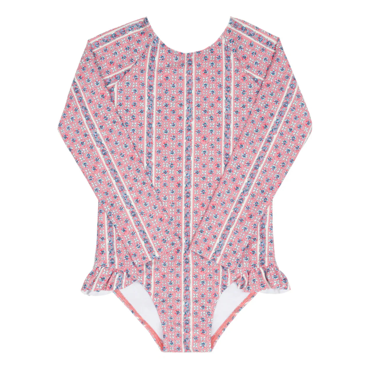 girls floral tile rashgaurd one piece