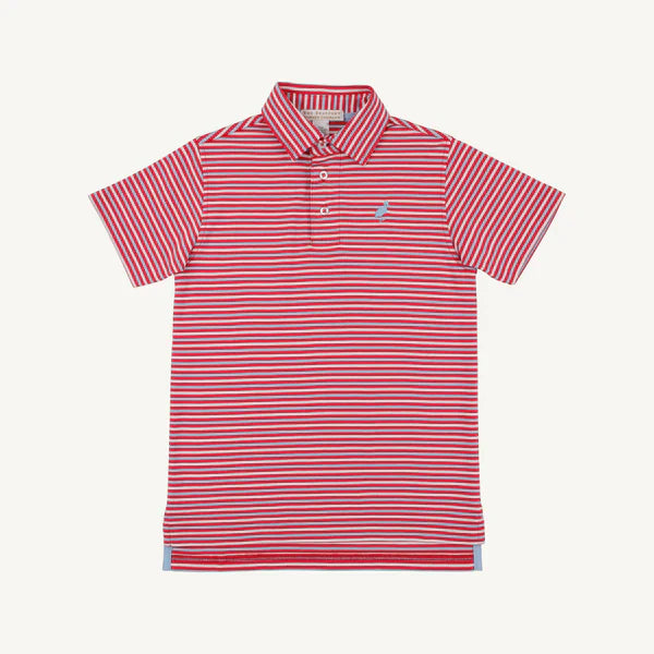 Sumner County Stripe (Richmond Red) with Beale Street Blue Stork Prim & Proper Polo
