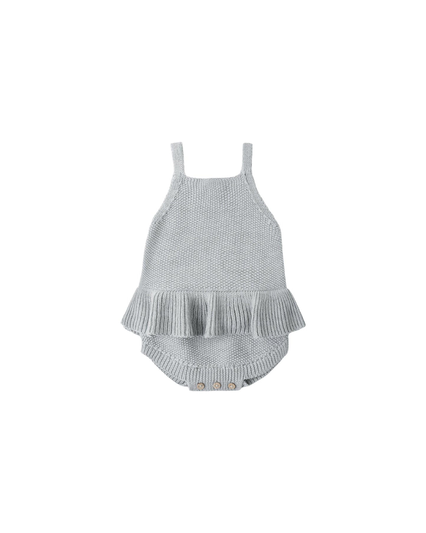 Heathered Sky Knit Ruffle Romper