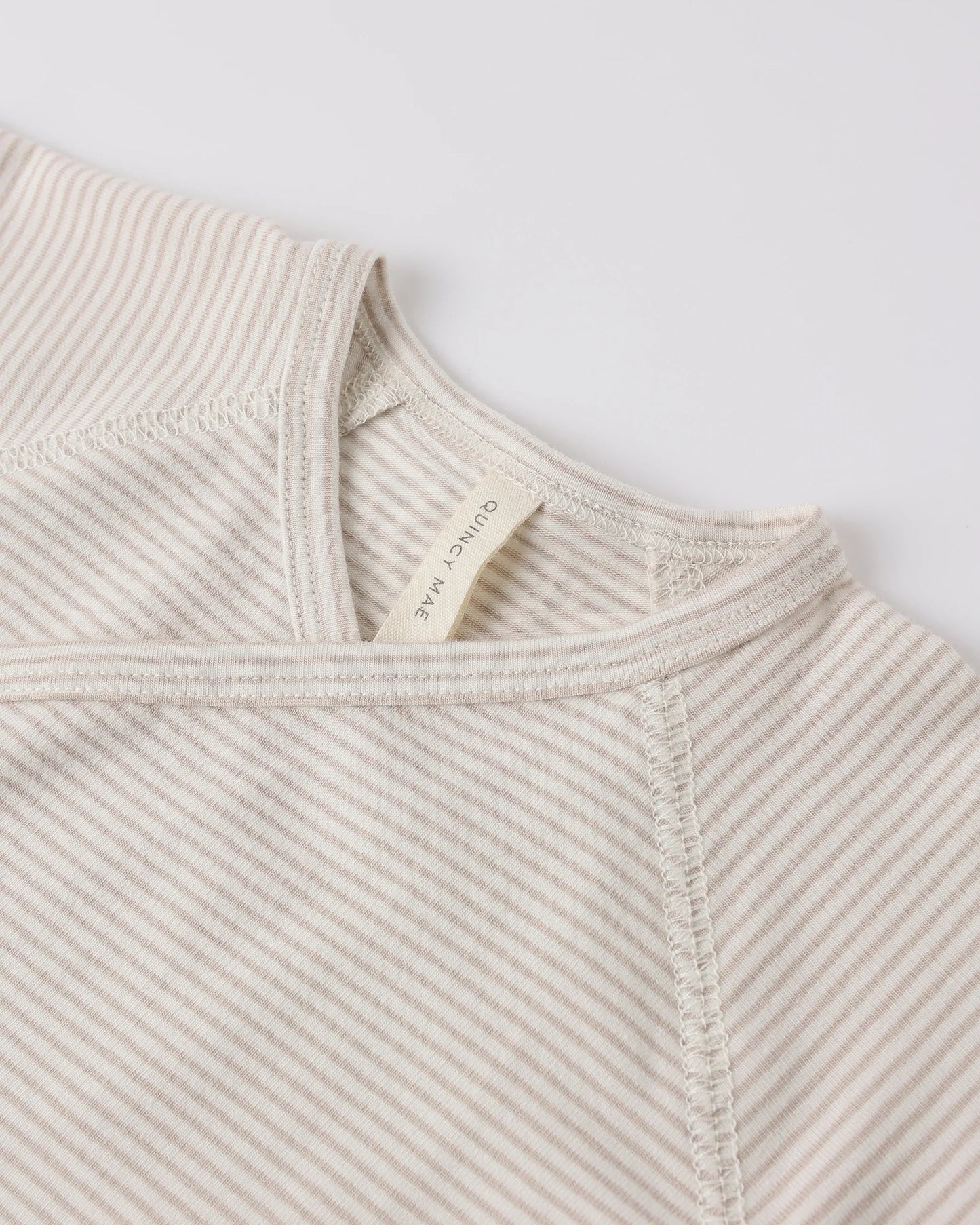 Oat Micro Stripe Wrap Top + Footed Pant Set