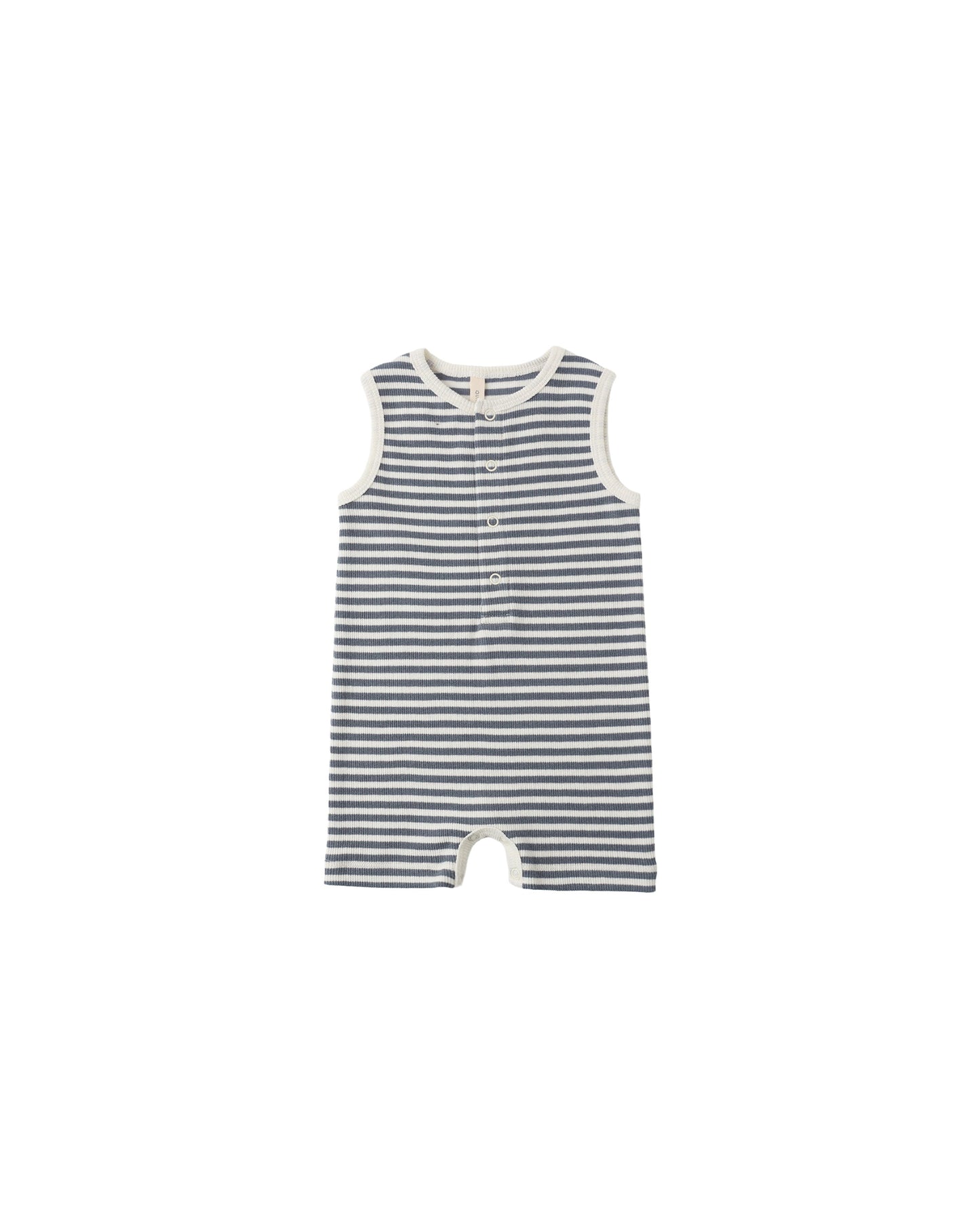 Ocean Stripe Ribbed Henley Romper