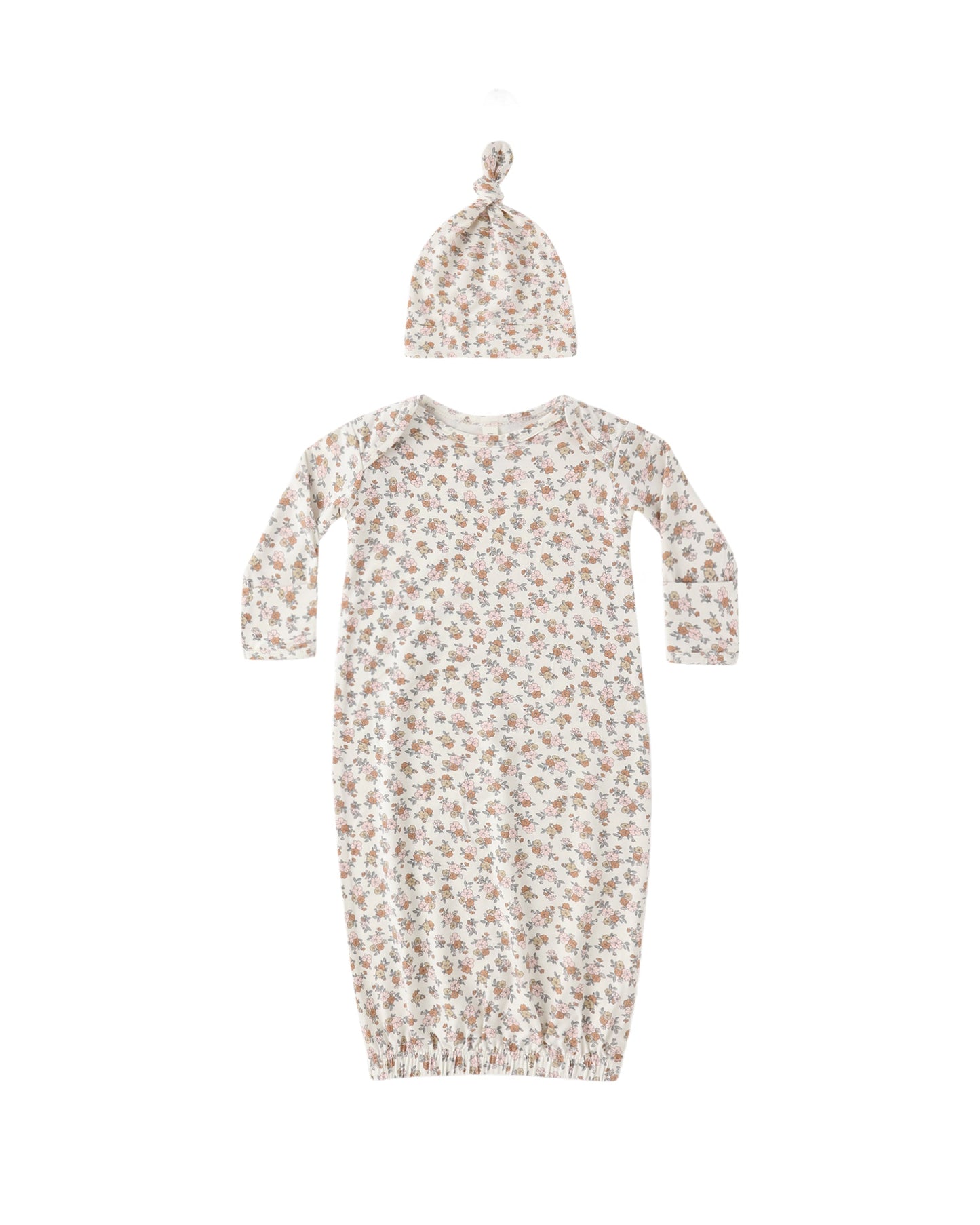 Wildflower Bamboo Baby Gown + Hat Set