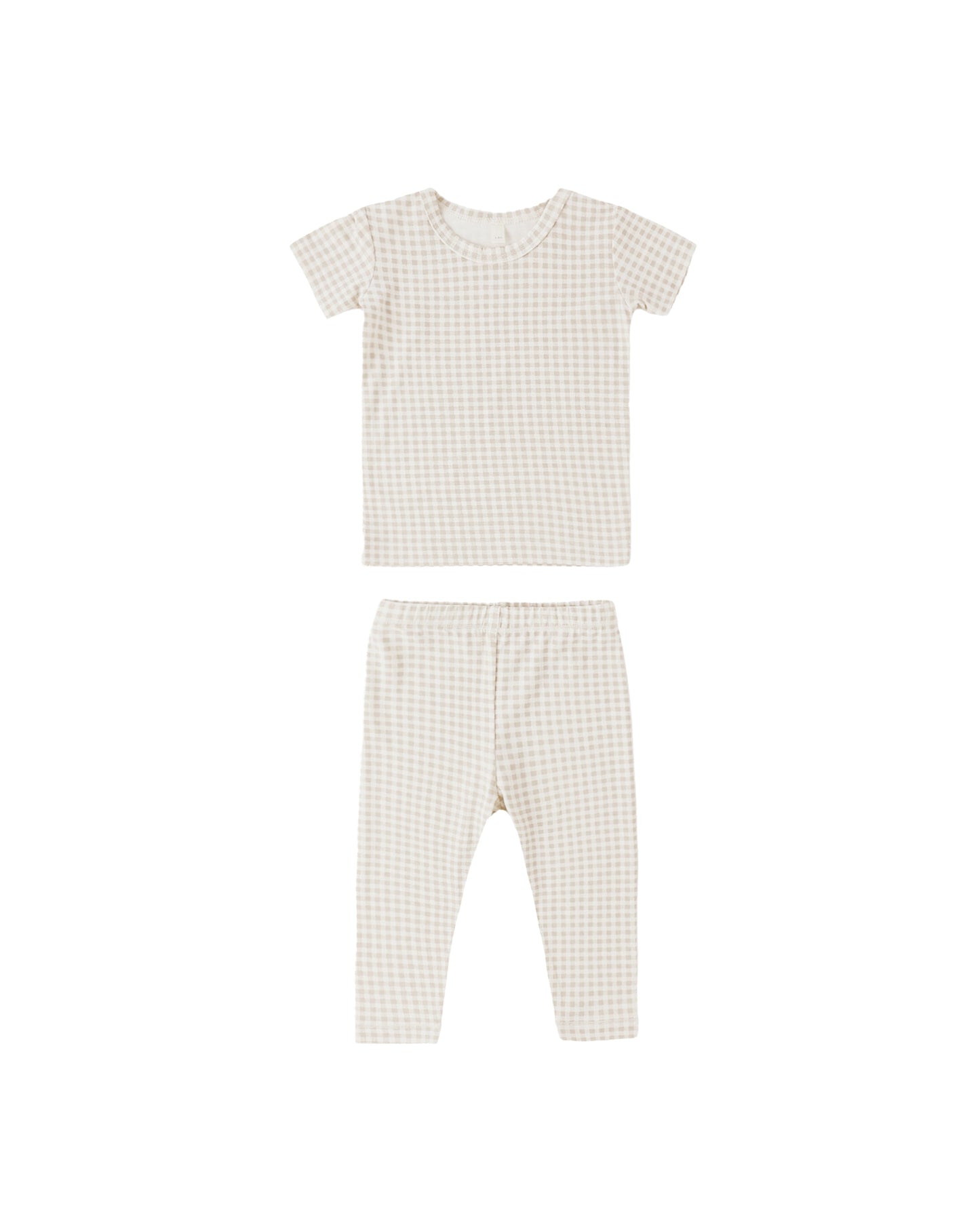 Oat Gingham Bamboo Short Sleeve Pajama Set