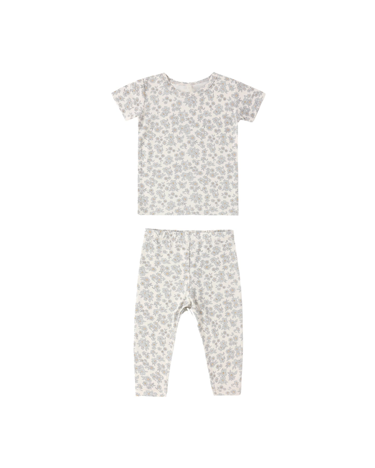 Blue Floral Bamboo Short Sleeve Pajama Set