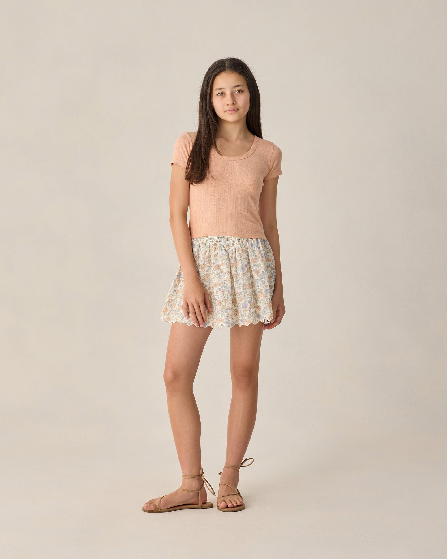 Teen Bloom Smocked V Mini Skirt