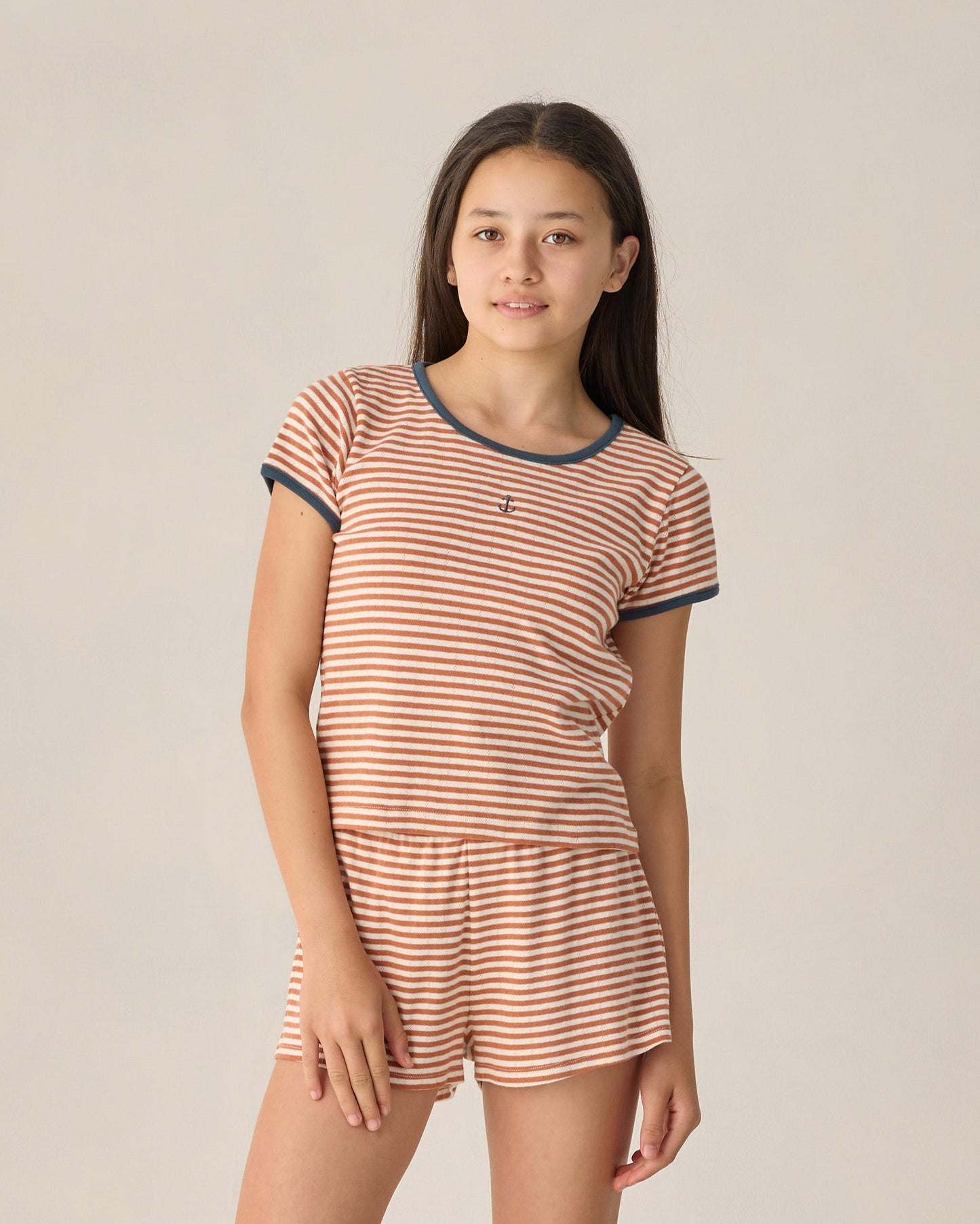 Teen Poppy Stripe Pointelle Tee