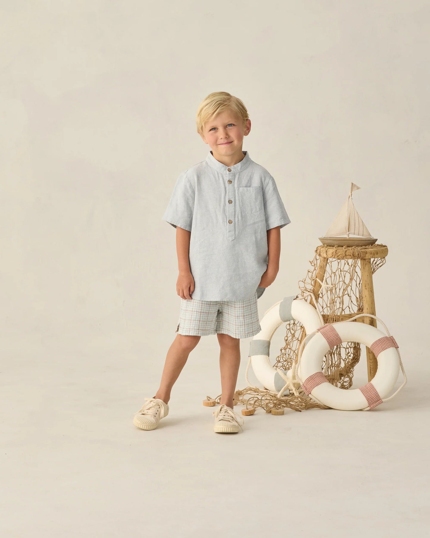 Light Blue Plaid Perry Short