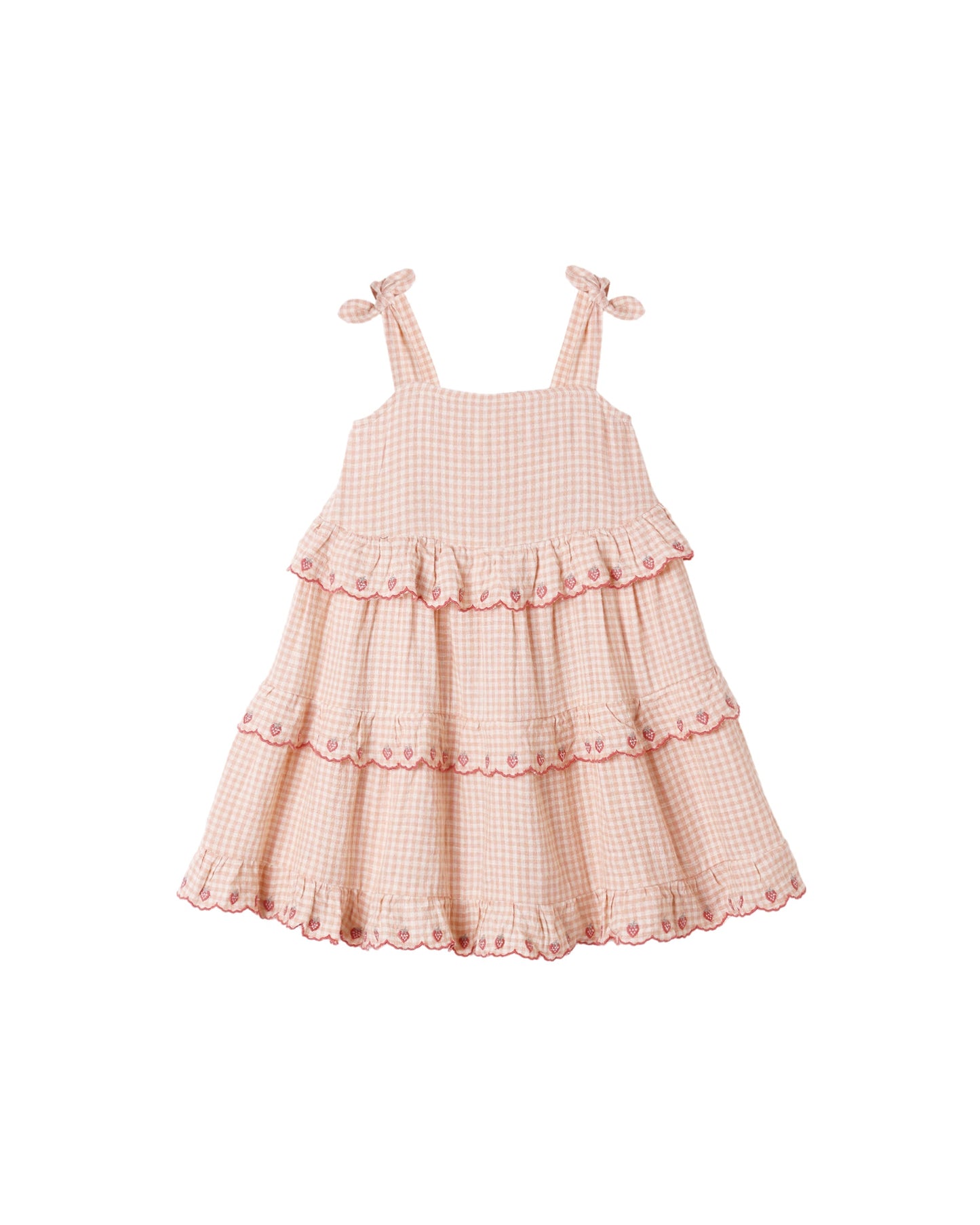 Petal Gingham Ruffled Swing Dress