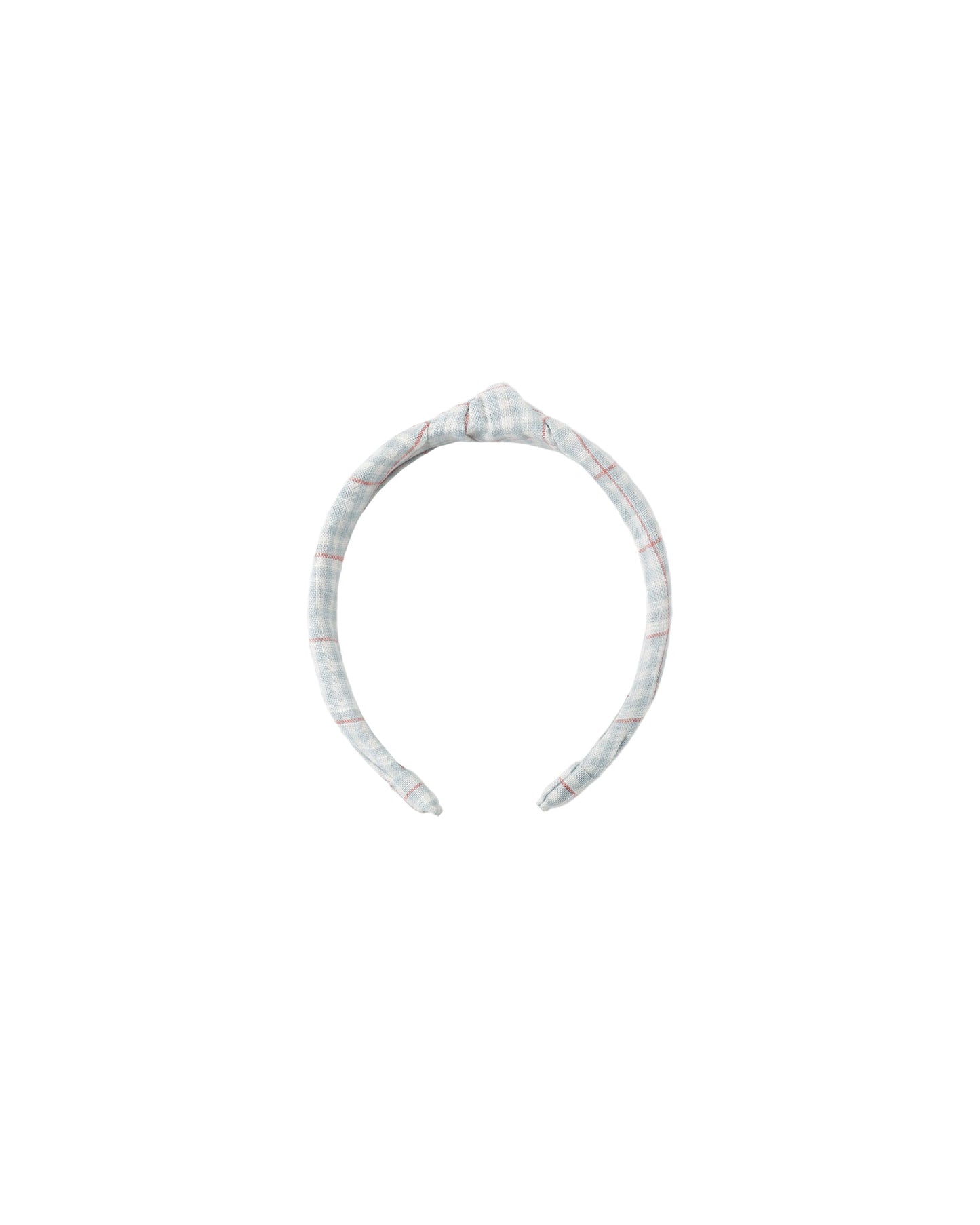 Light Blue Plaid Knotted Headband