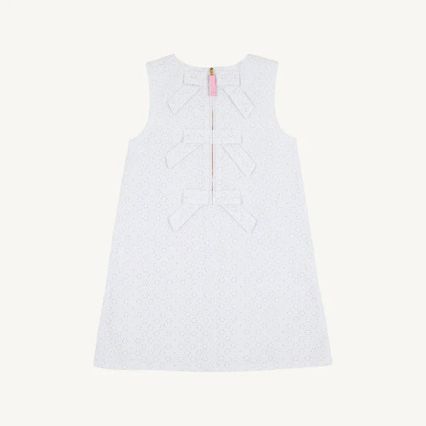 Worth Ave White Sleeveless Betts Bow Dress-Eyelet