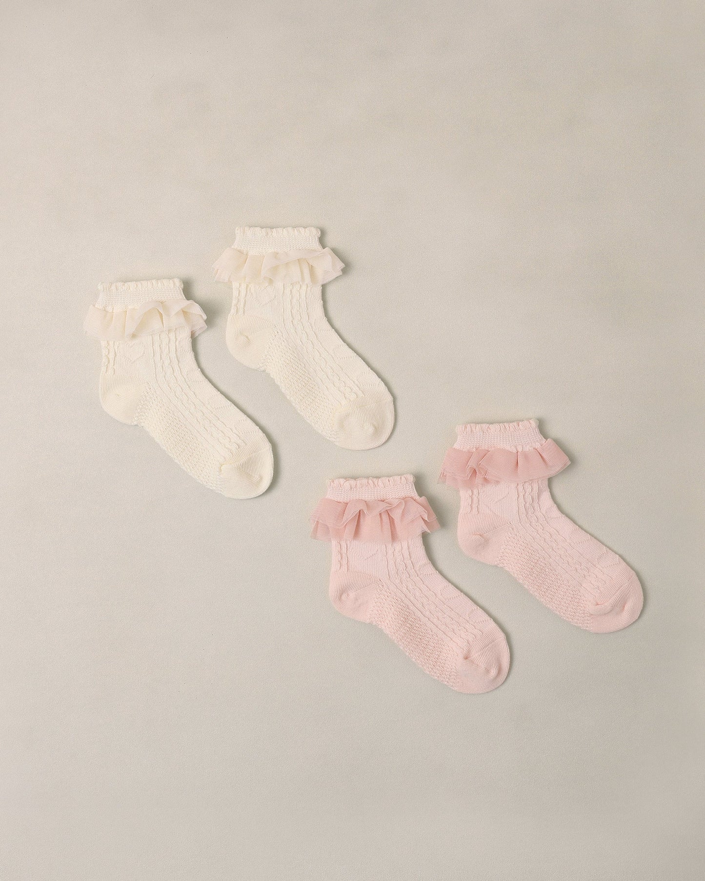 Ivory & Blush Ruffle Socks