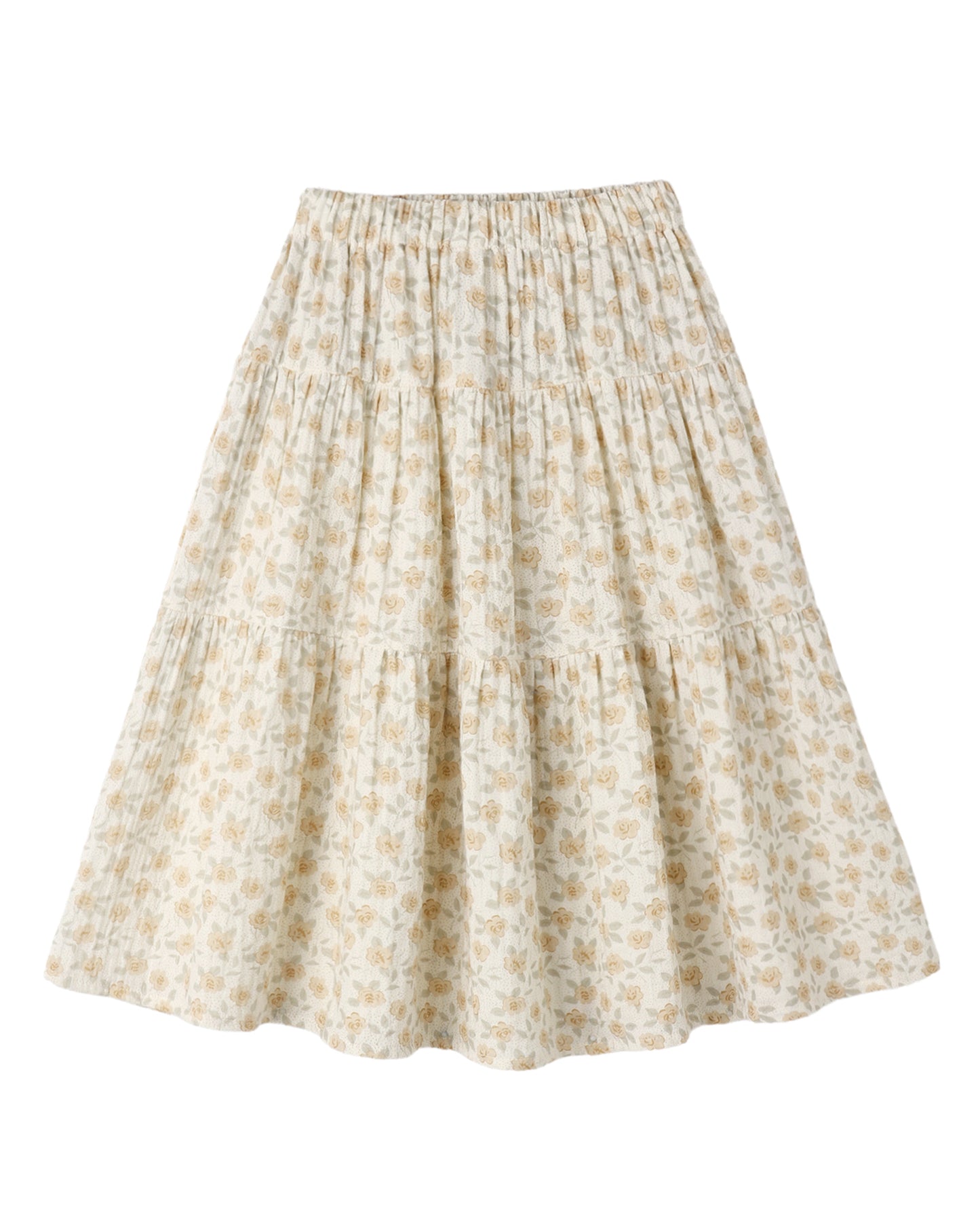 Yellow Floral Tiered Mini Skirt