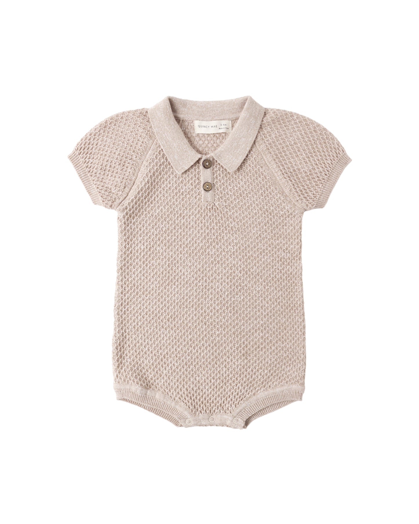 Heathered Latte Knit Polo Romper