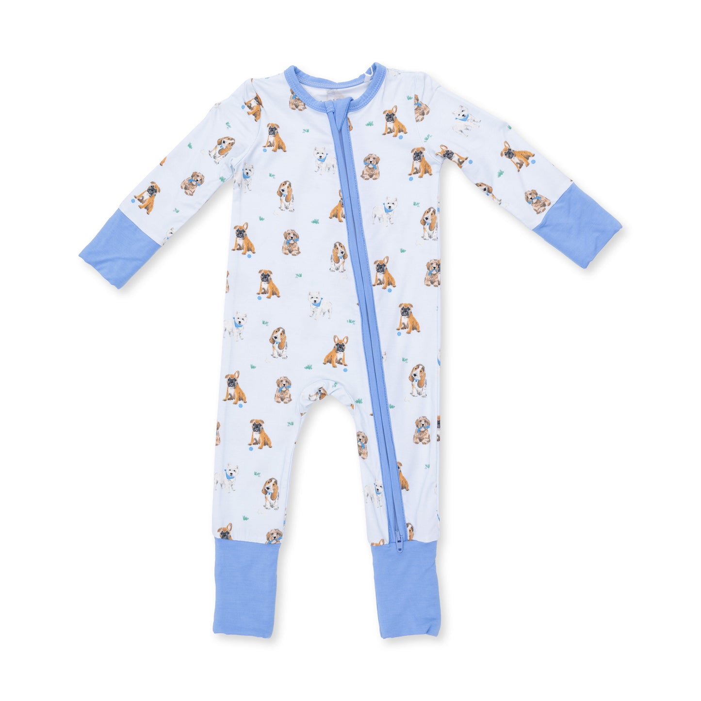 Bestie Dogs Blue Zip Convertible Romper