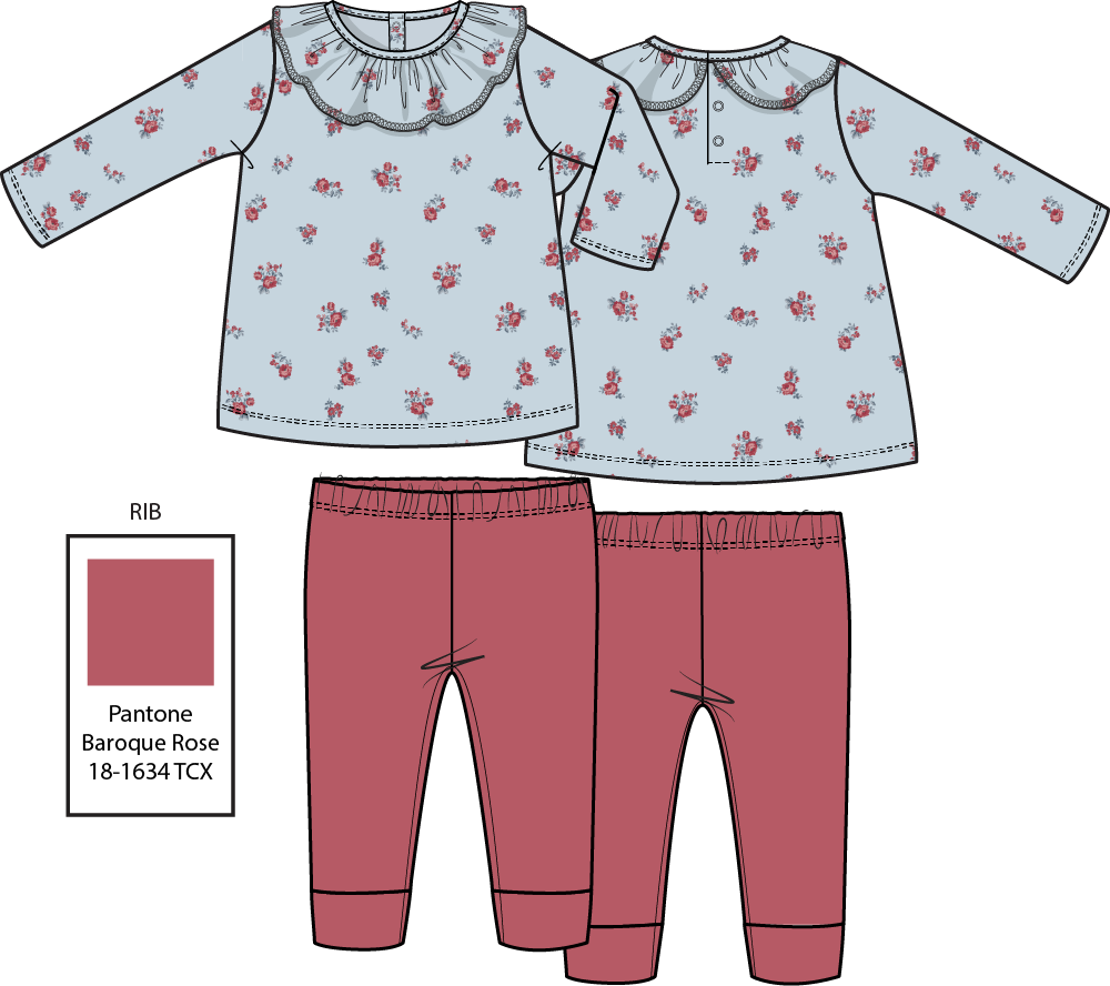 Alyssa Floral Long Sleeve Ruffle Set