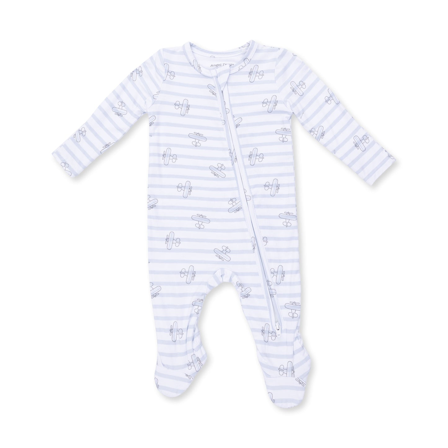 Airplane Stripe 2 Way Zip Footie