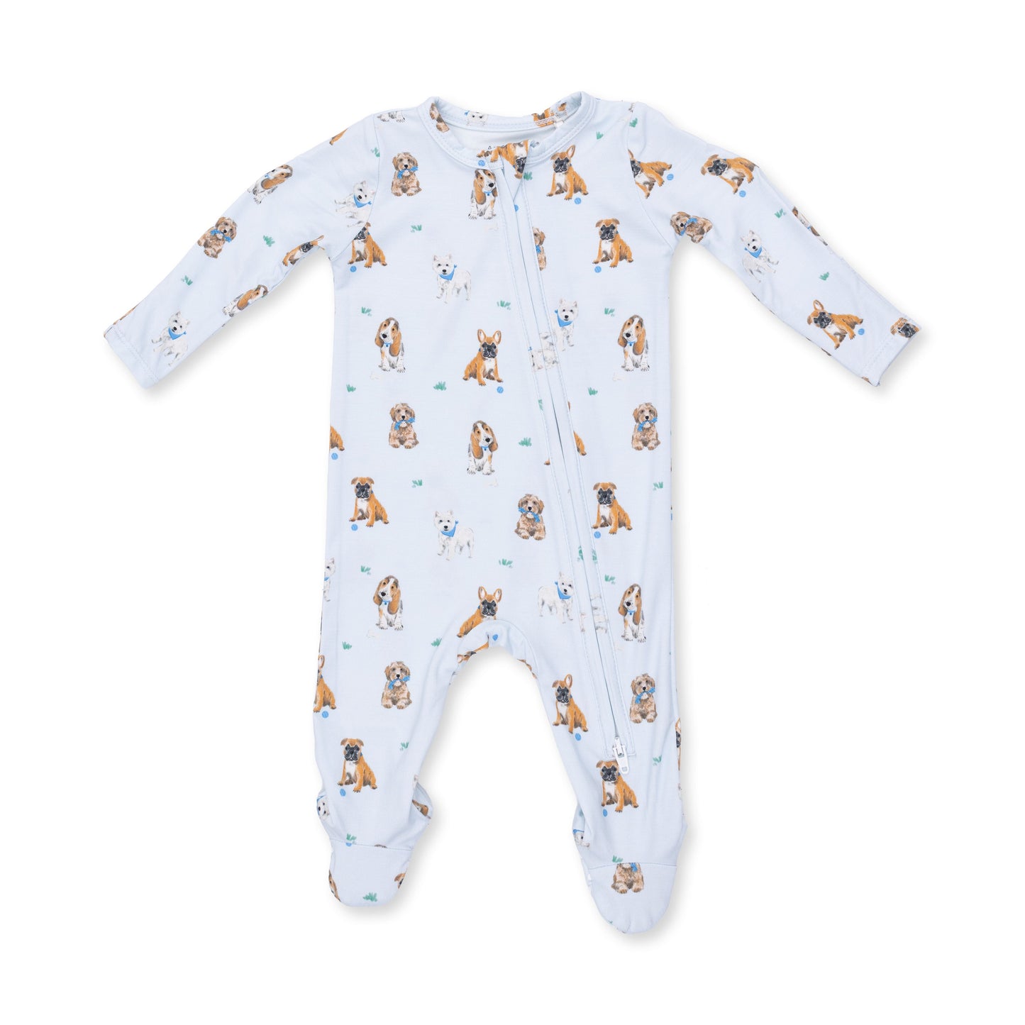 Bestie Dogs Blue 2 Way Zip Footie