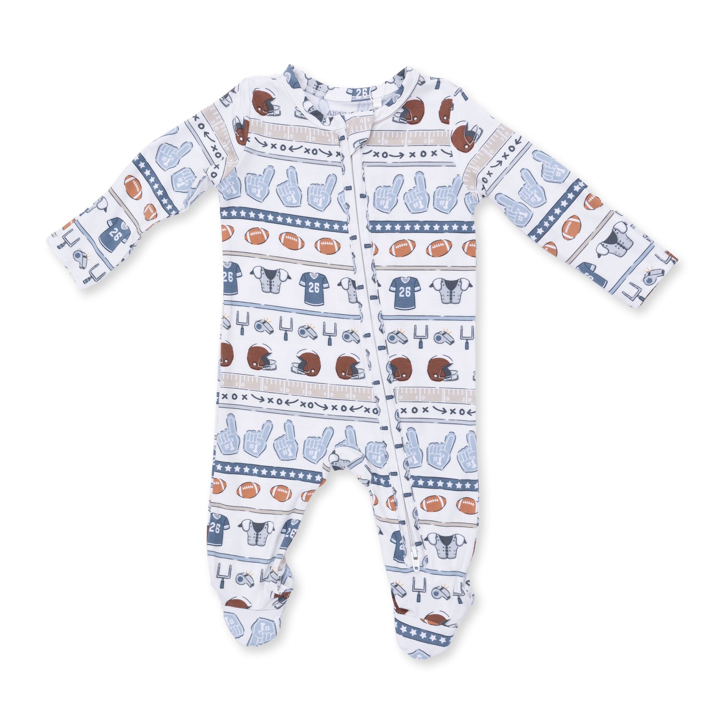 Football Stripe 2 Way Zip Footie