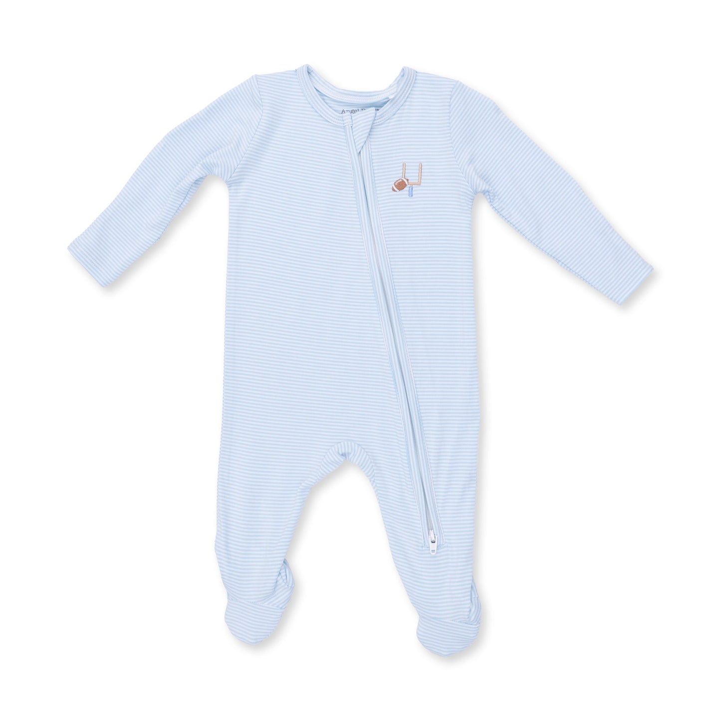 Football Blue Micro Stripe 2 Way Zip Footie