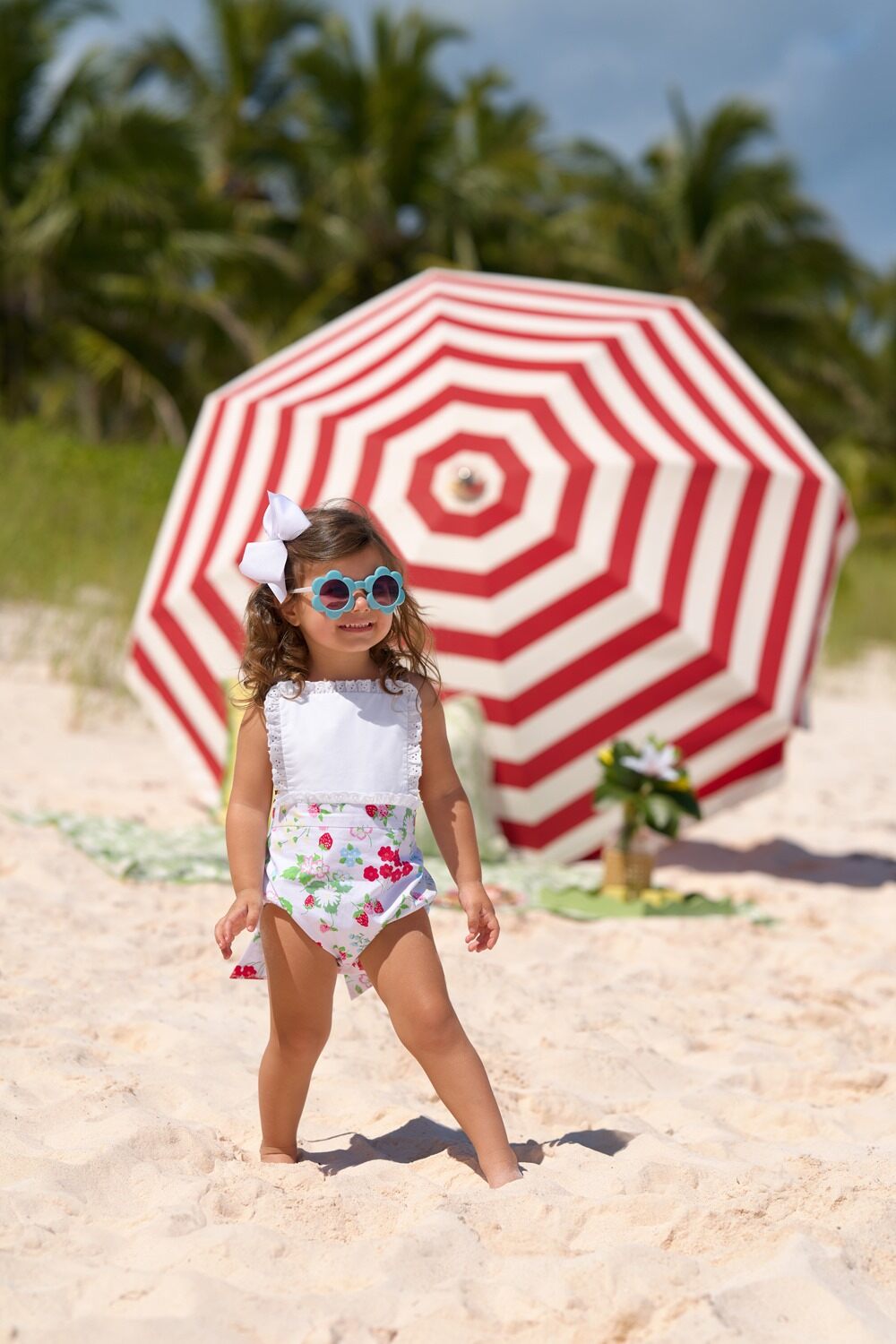Berry Sweet/Worth Ave White Sally Sunsuit