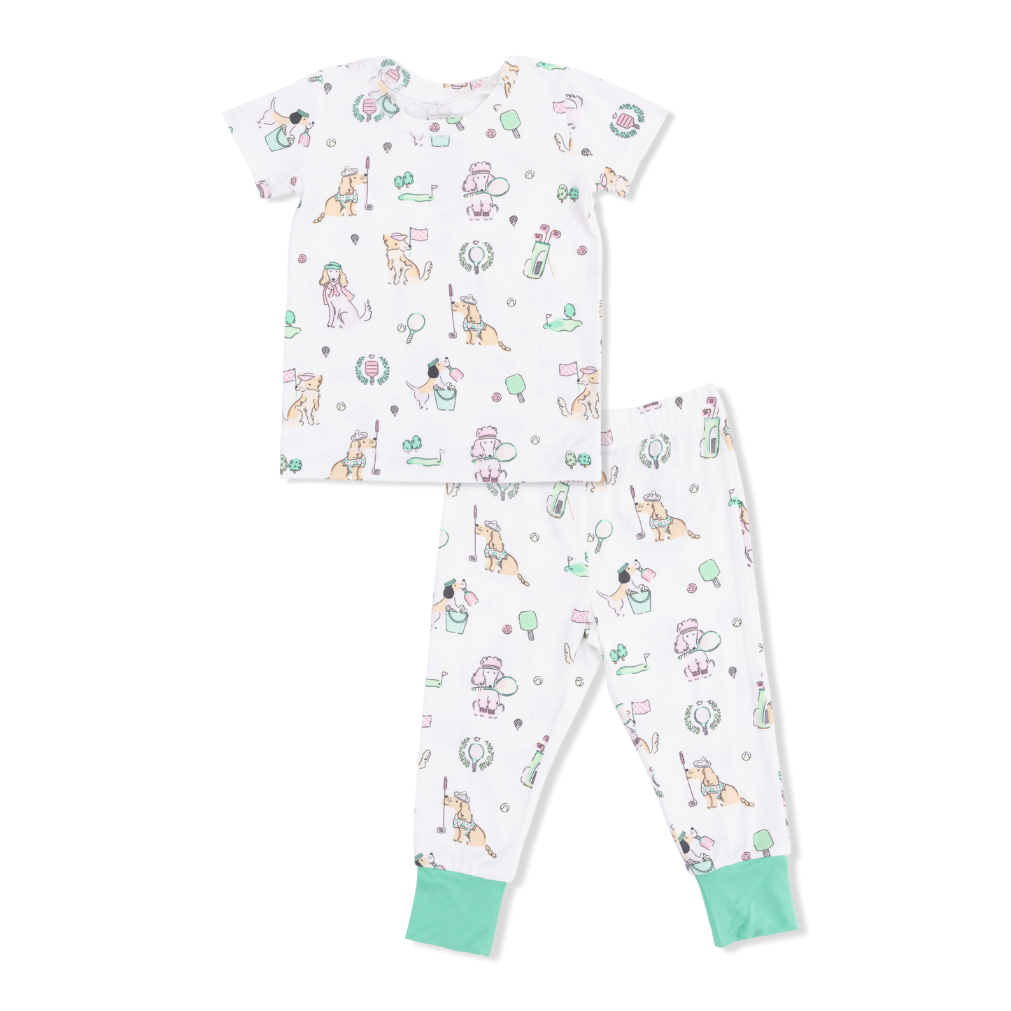 Country Club Dogs Pink Short Sleeve Loungewear Set