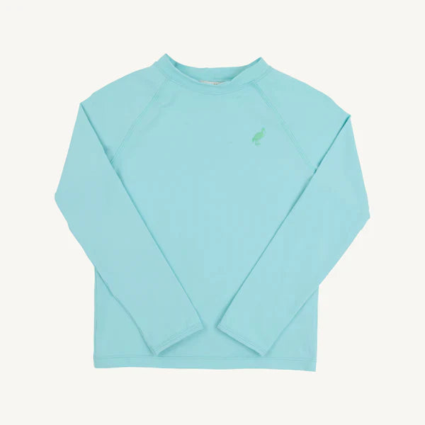Edisto Egg Blue with Grace Bay Green Stork Walker's Wave Spotter Swim Shirt