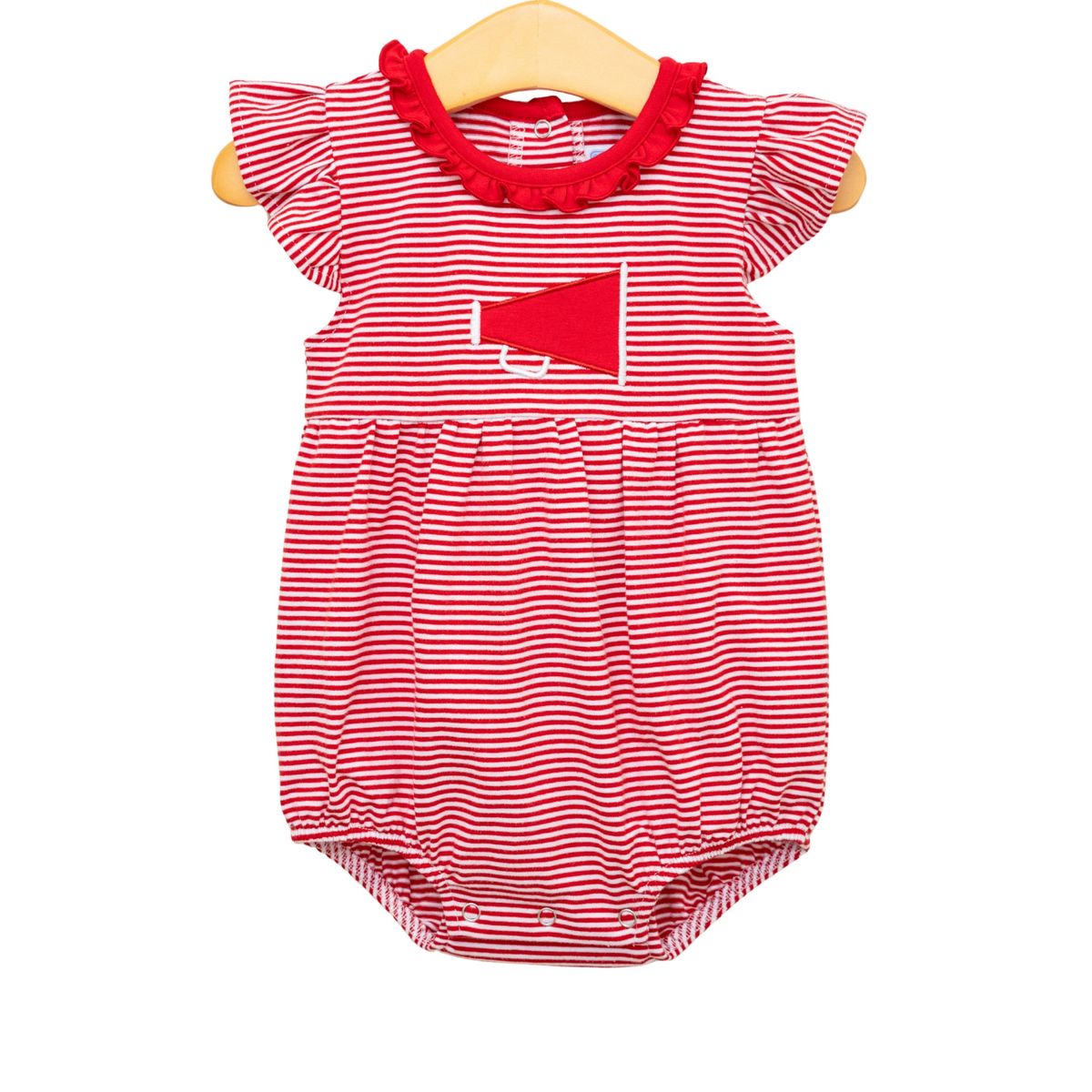 Red & White Stripe Ruffle Megaphone Bubble