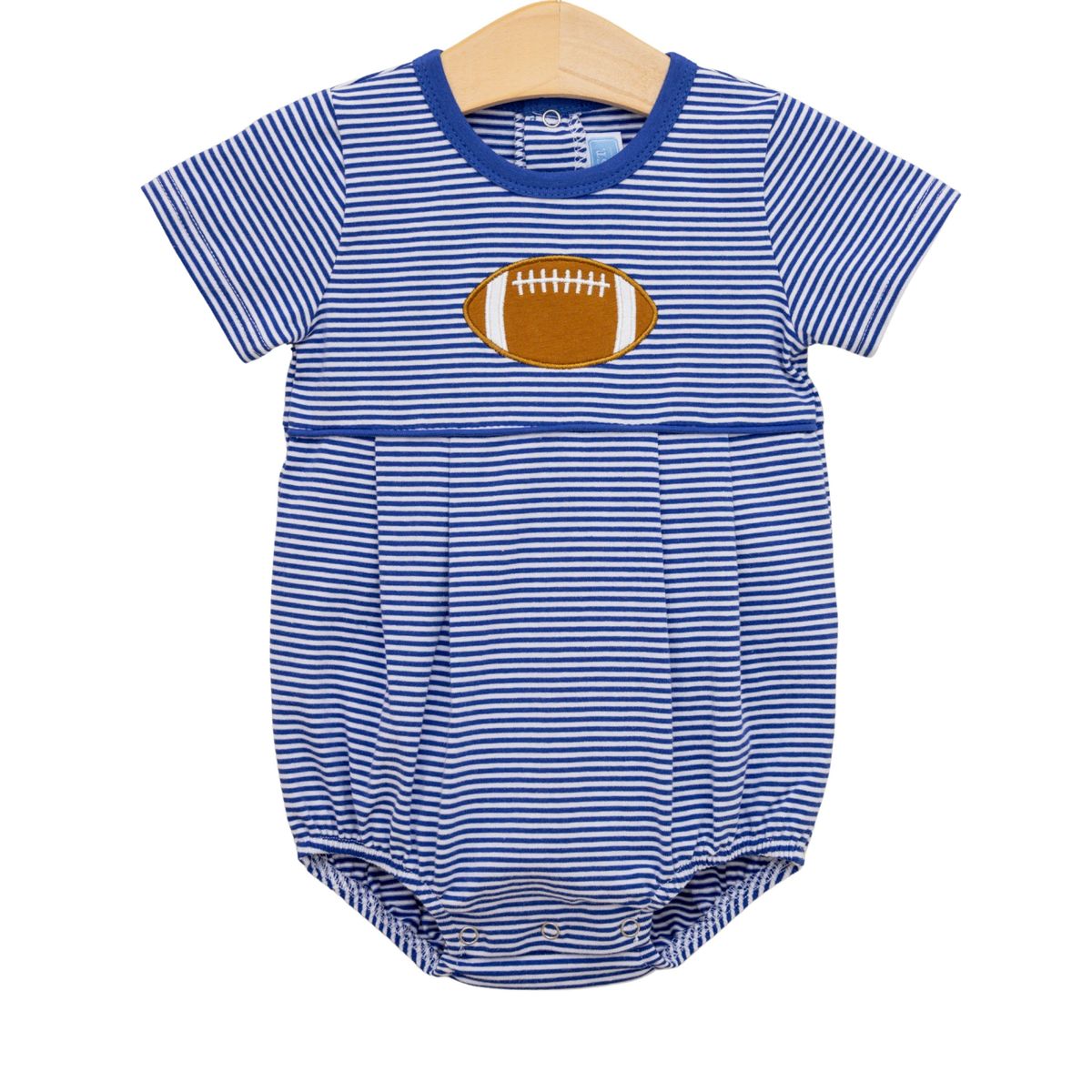 Royal Blue & White Stripe Football Applique Bubble