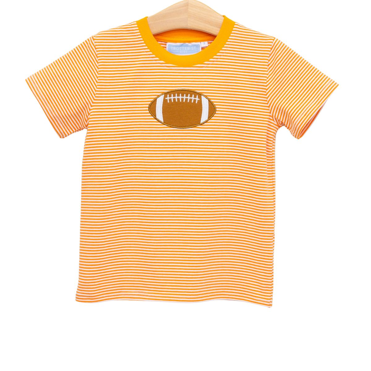 Orange & White Stripe Football Applique Tee