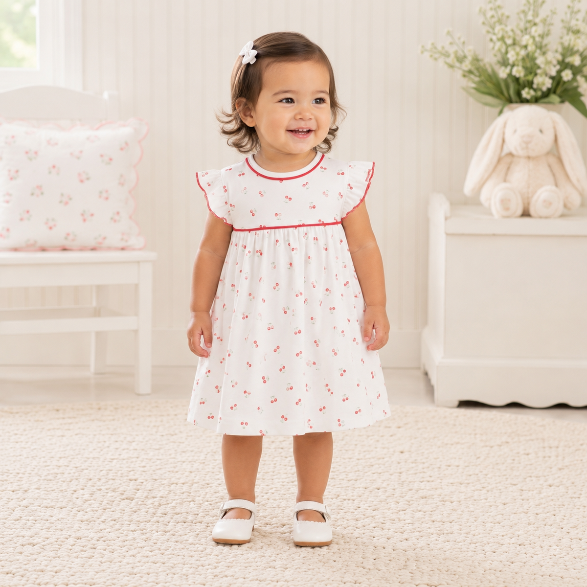 Cherry Grove Ivory Flutters Toddler Dress