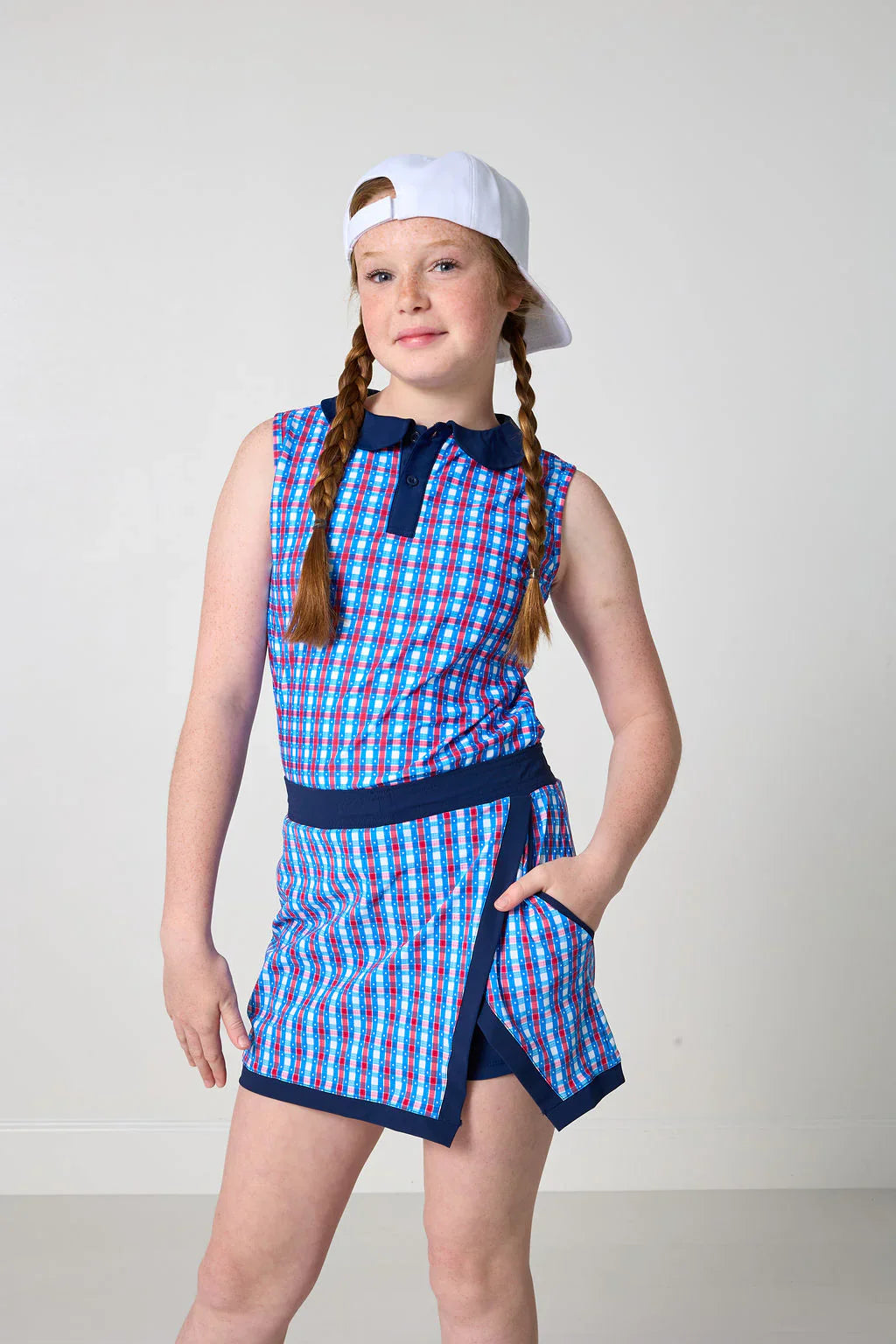 red white and gingham girly girl tank