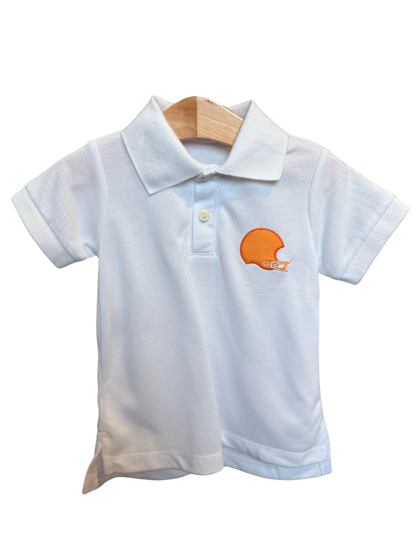 White Polo with Orange Helmet