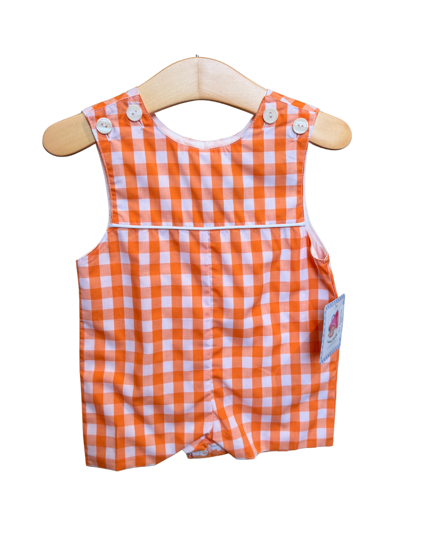Orange and White Gingham Shortall