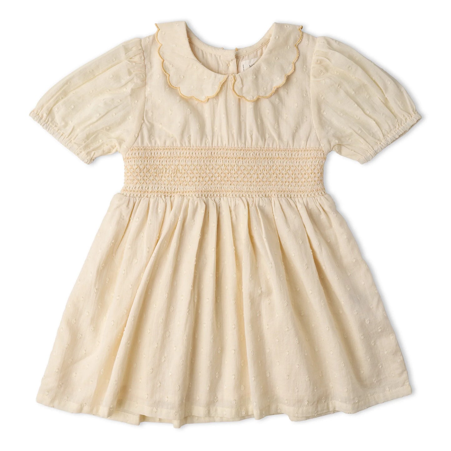 Butter Yellow Organic Smocked Collar Dress