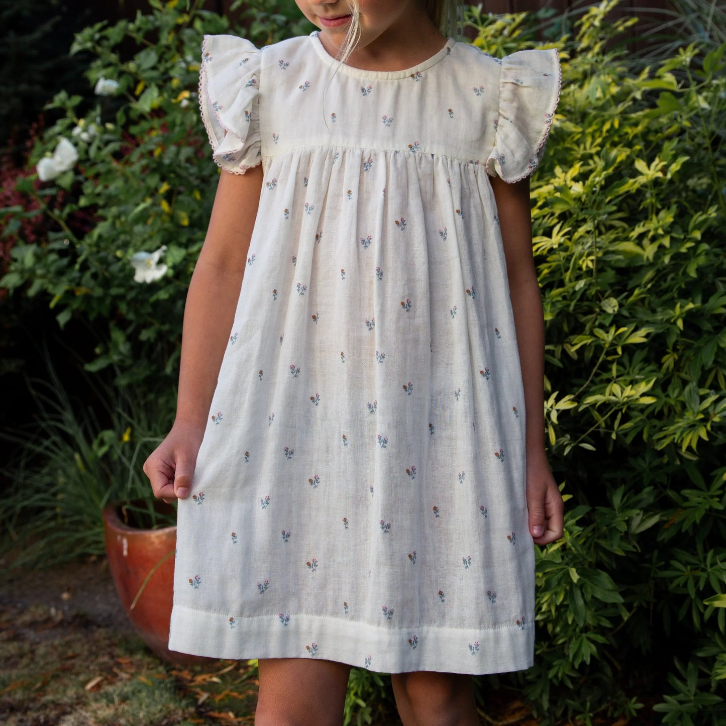 Petit Floret Girls Hannah Dress with Flutter Sleeves